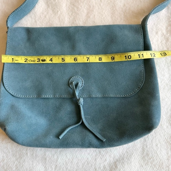 Italian Suede Leather Hobo | Messenger Crossbody Bag Blue - Picture 9 of 11